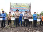 Cegah Abrasi di Pesisir Kabupaten Siak, Polres Bersama Pemerintah Kampung Tanam 7000 Bibit Mangrove