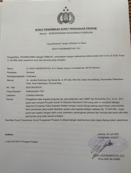 Terkait Dugaan Pungli dan Pemerasan, AKBP Hary Budianto Kapolres Enrekang Polda Sulsel Dilaporkan ke Bidpropam Mabes Polri