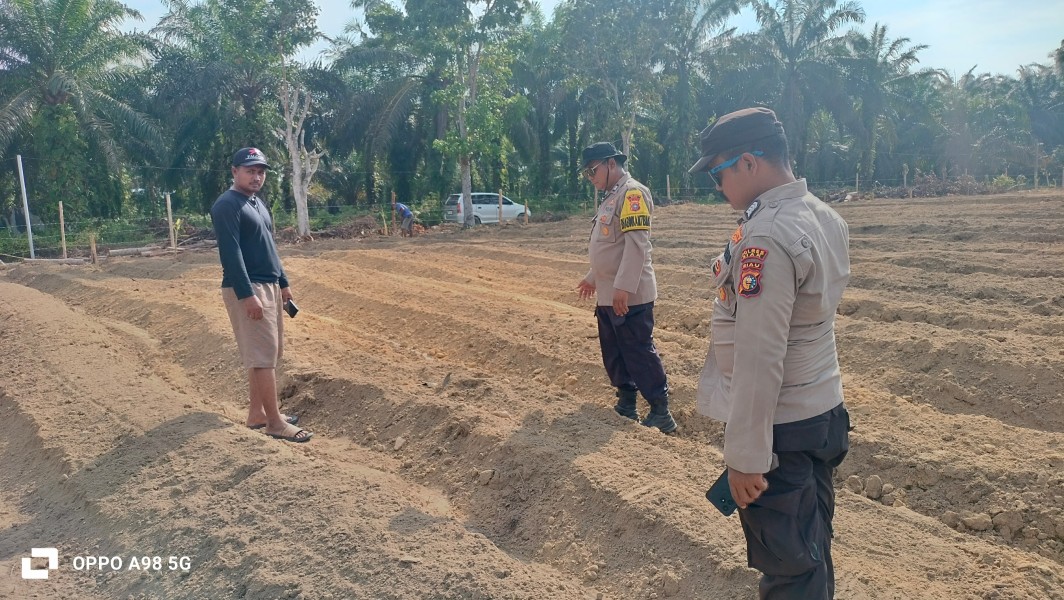 Polsek Minas Tinjau Kesiapan Lahan Jagung Pipil 1,5 Hektare di Kampung Rantau Bertuah
