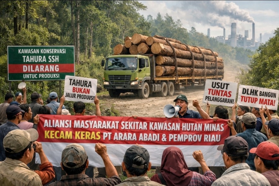 ALIANSI MASYARAKAT SEKITAR KAWASAN HUTAN MINAS KECAM KERAS PEMPROV RIAU DAN PT ARARA ABADI