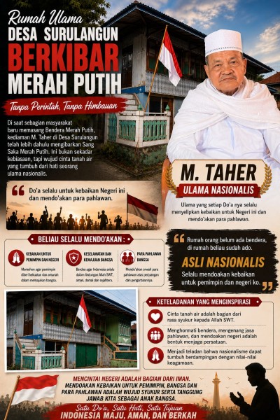 BREAKING NEWS : Sebelum Ada Imbauan Resmi, Ulama Surulangun Kibarkan Merah Putih! Keteladanan H. M. Taher Tuai Apresiasi Warga