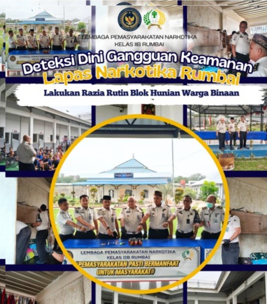 Lapas Narkotika Kelas IIB Rumbai Laksanakan Razia Rutin Blok Hunian Warga Binaan