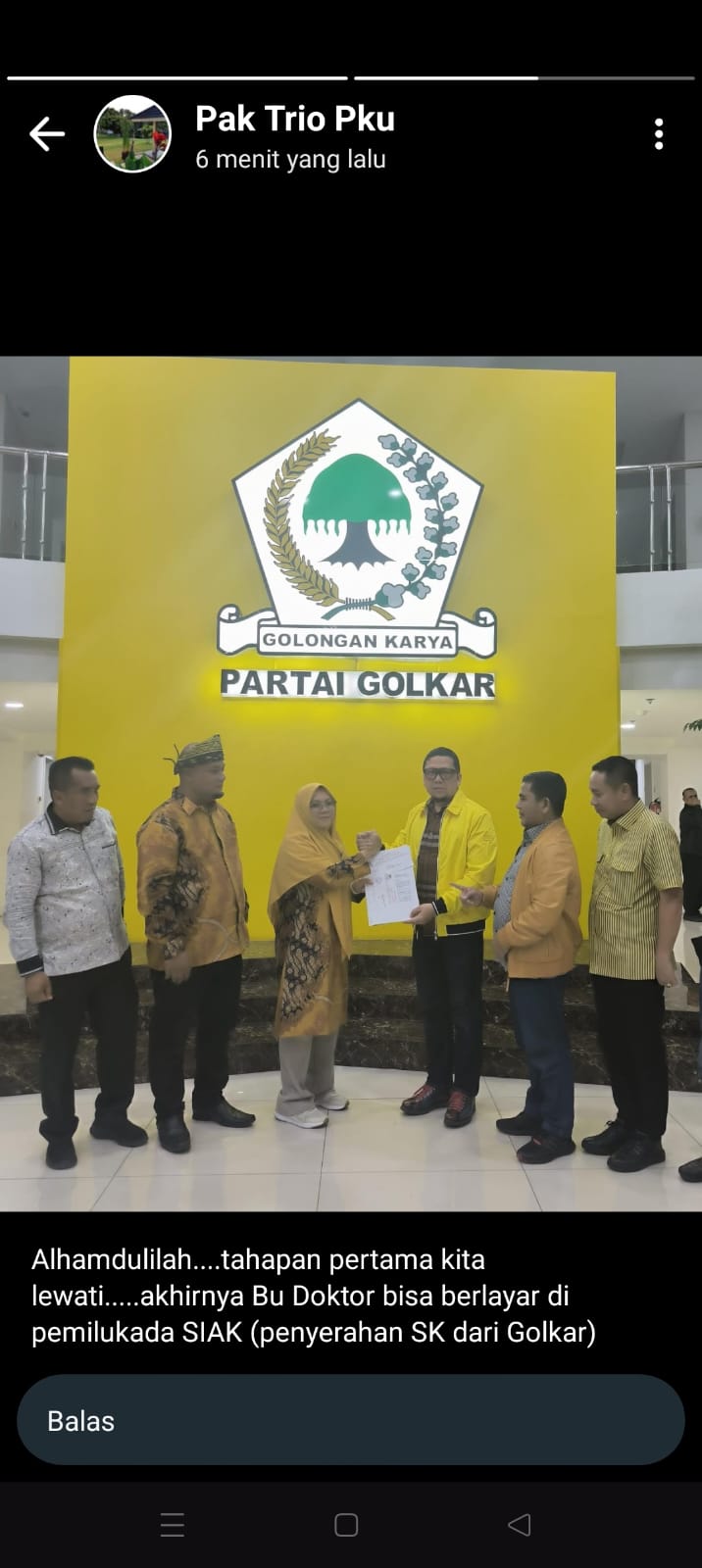 Golkar Resmi Dukung Afni-Syamsurizal di Pilkada Siak!