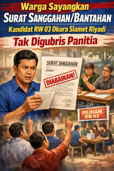 Panitia Pemilihan RW 03 Okura Tak Gubris Surat Sanggahan Atas Usia Kandidat Slamet Riyadi Melebihi Batas