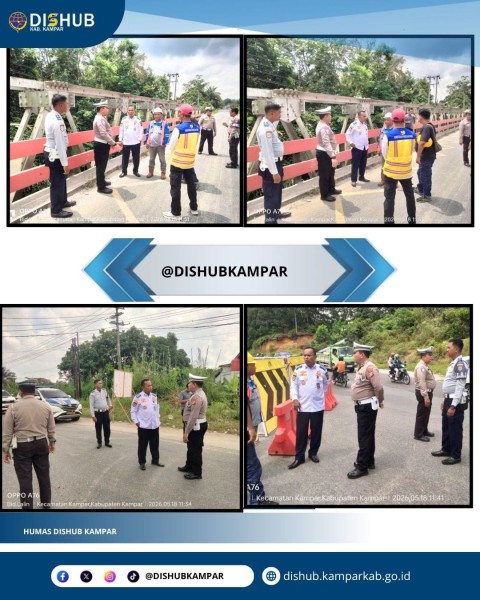 Proses Pembongkaran Jembatan Batu Belah KM 55 Ditinjau Dishub Kampar dan Polres Kampar