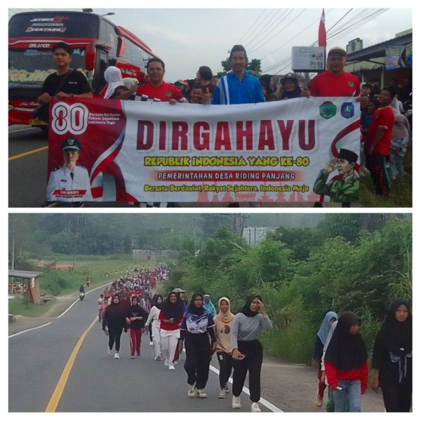 Antusias Masyarakat Desa Riding Panjang Ikuti Jalan Santai Peringati HUT RI ke-80