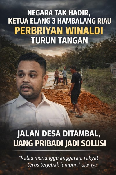 **Jalan Desa Rusak Bertahun-tahun, Ketua Elang 3 Hambalang Riau Perbriyan Winaldi Turun Langsung***