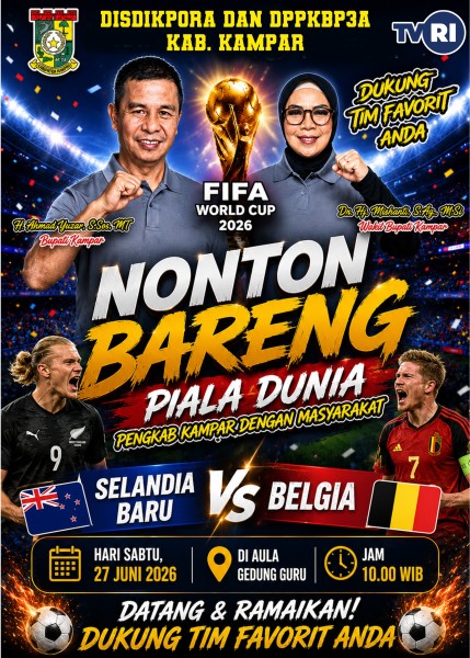 Pemkab Kampar Gelar Nonton Bareng Piala Dunia 2026 di gedung Guru yang di taja oleh Disdikpora kab. Kampar
