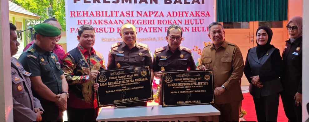 Kajati Riau resmikan Balai Rehab Napza dan Rumah RJ Rokan Hulu