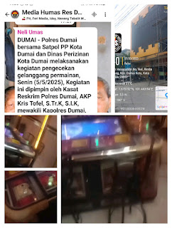 Lapor Bapak Kapolda Riau, terkait Pemberitaan Polres Dumai Sidak Gelper antisipasi judi dan tegakkan Legalitas Usaha Ternyata...