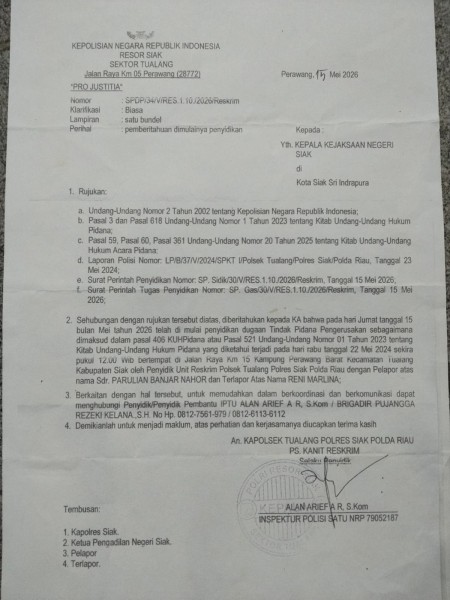 Penanganan Laporan Dinilai Lamban, Warga Perawang Kecewa terhadap Polsek Tualang