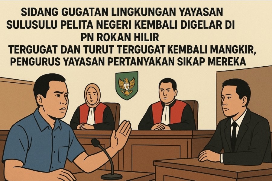 Sidang Gugatan Lingkungan Yayasan Sulusulu Pelita Negeri Kembali Digelar di PN Rokan Hilir Tergugat dan Turut Tergugat Kembali Mangkir, Pengurus Yayasan Pertanyakan Sikap Mereka