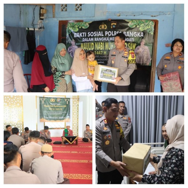 Peringatan Maulid Nabi Muhammad SAW, Polres Bangka Lakukan Tausiyah, Doa, Anjangsan dan Bakti Sosial