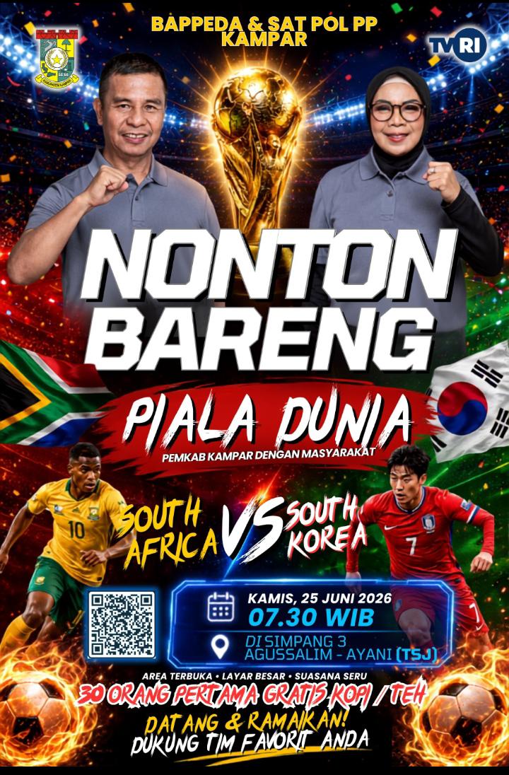 Pemkab Kampar Gelar Nonton Bareng Piala Dunia 2026 di tsj yang di taja oleh satpol PP dan Bapeda kampar