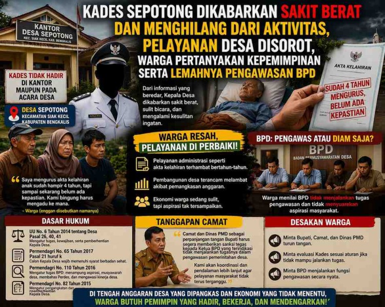 Kades Sepotong Tak Berdaya Jalankan Tugas, Pelayanan Lumpuh, Warga Tuntut Kepastian