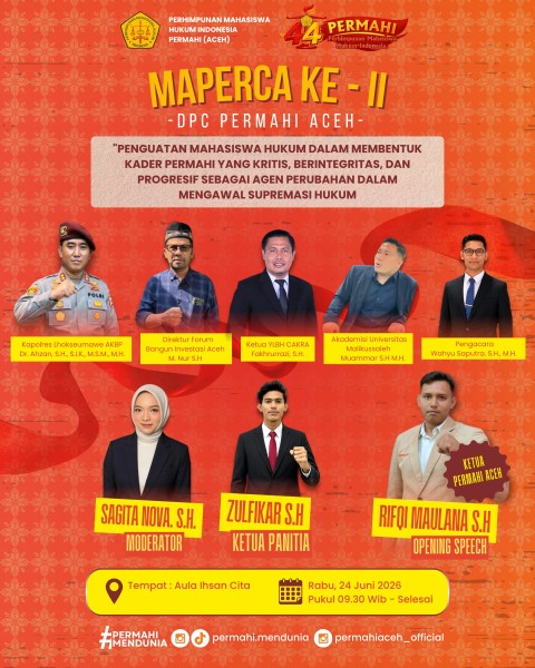 Ketua PERMAHI Aceh Rifqi Maulana Ajak Mahasiswa Hukum Bangkit dan Kawal Masa Depan Supremasi Hukum