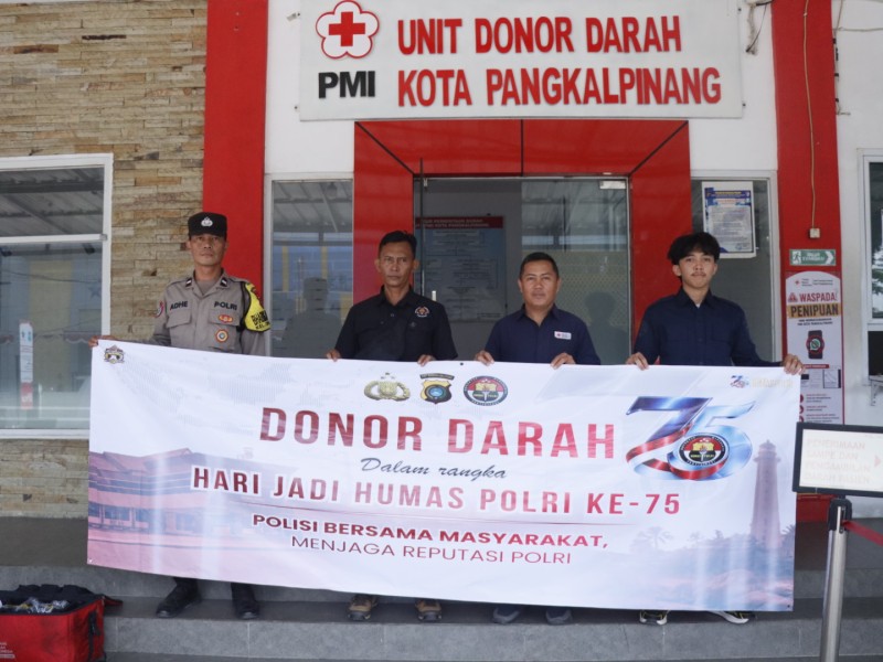 Peringati Hari Jadi Ke-75 Humas Polri, Polresta Pangkalpinang Gelar Aksi Donor Darah