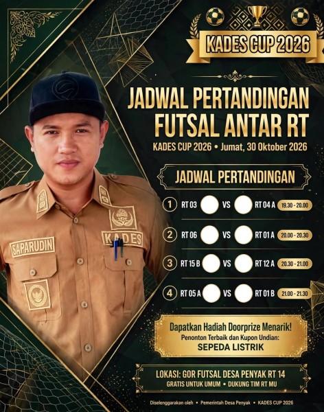 Kades Cup 2026 Siap Digelar di Desa Penyak, Futsal Antar-RT Berhadiah Sepeda Listrik