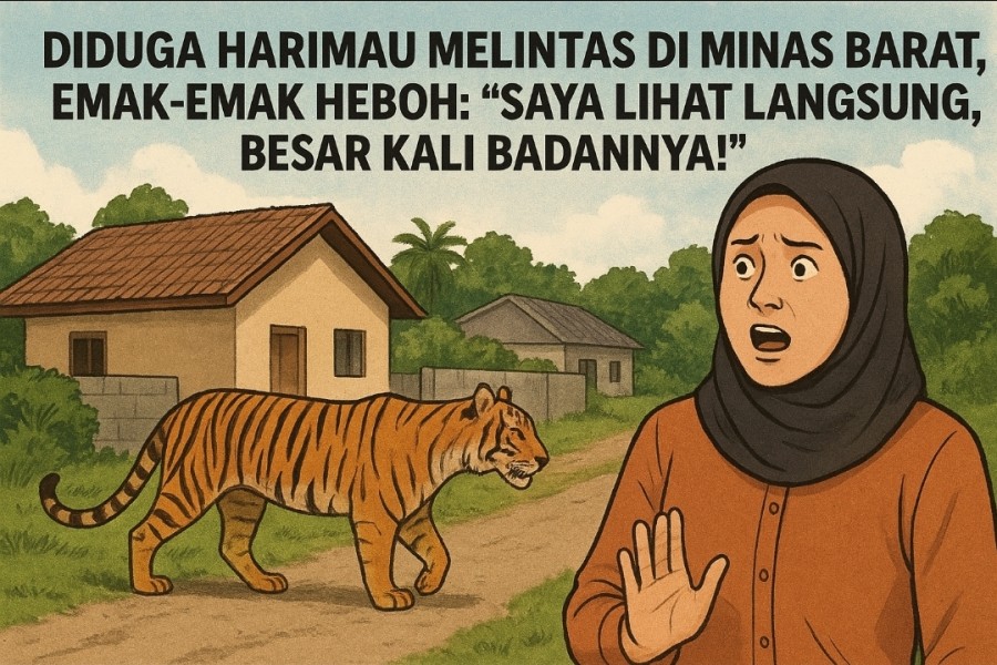 Diduga Harimau Melintas di Minas Barat, Emak-emak Heboh: Saya Lihat Langsung, Besar Kali Badannya!