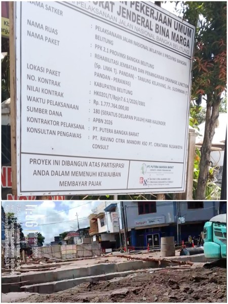Proyek Pembangunan Jembatan Simurik di Tanjung Pandan Disorot Warga, Minta Evaluasi Pelaksanaan