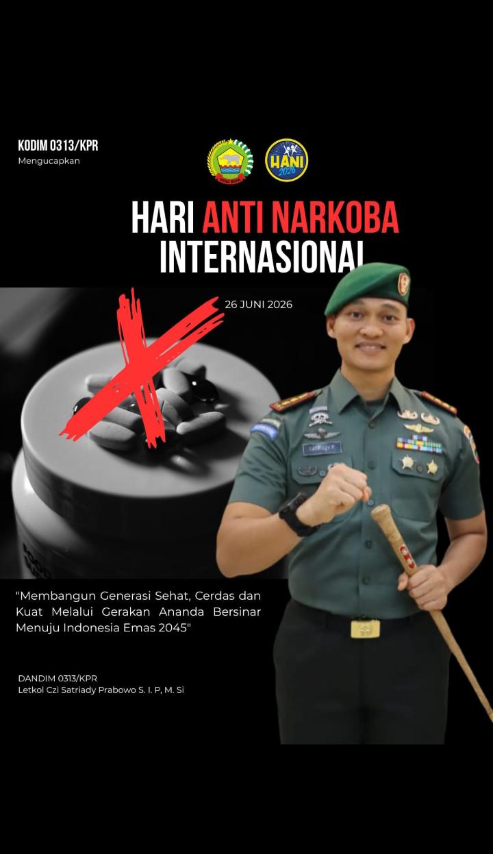 Dandim 0313/KPR, ,Letkol Czi. Satriady Prabowo, S.I.P., M.Si siap memerangi Narkoba di kampar.