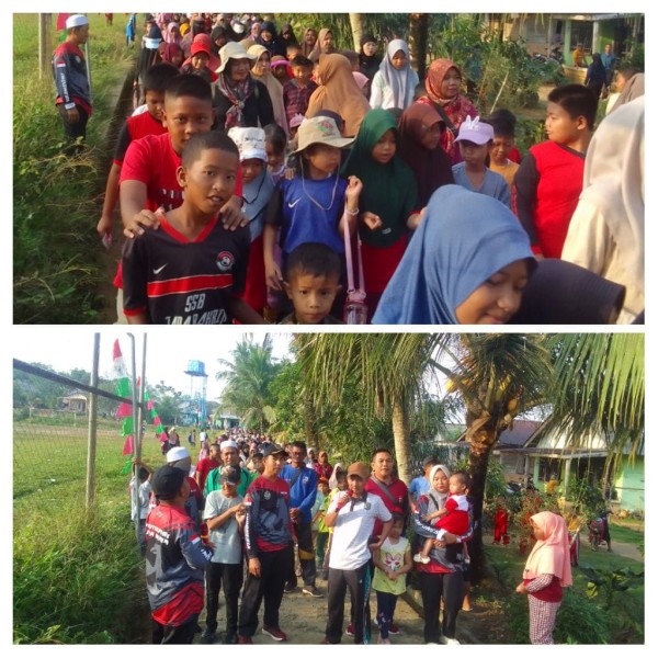 Warga Desa Jada Bharin Semangat Ikuti Jalan Sehat Peringatan HUT RI ke-80