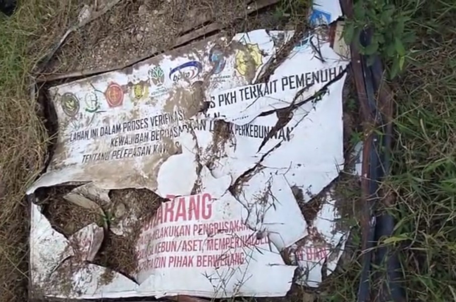 Sunaryo Laporkan Dugaan Pengrusakan Plang Sitaan Satgas PKH Di Lahan Exs Pt. Teso Indah Di Lirik