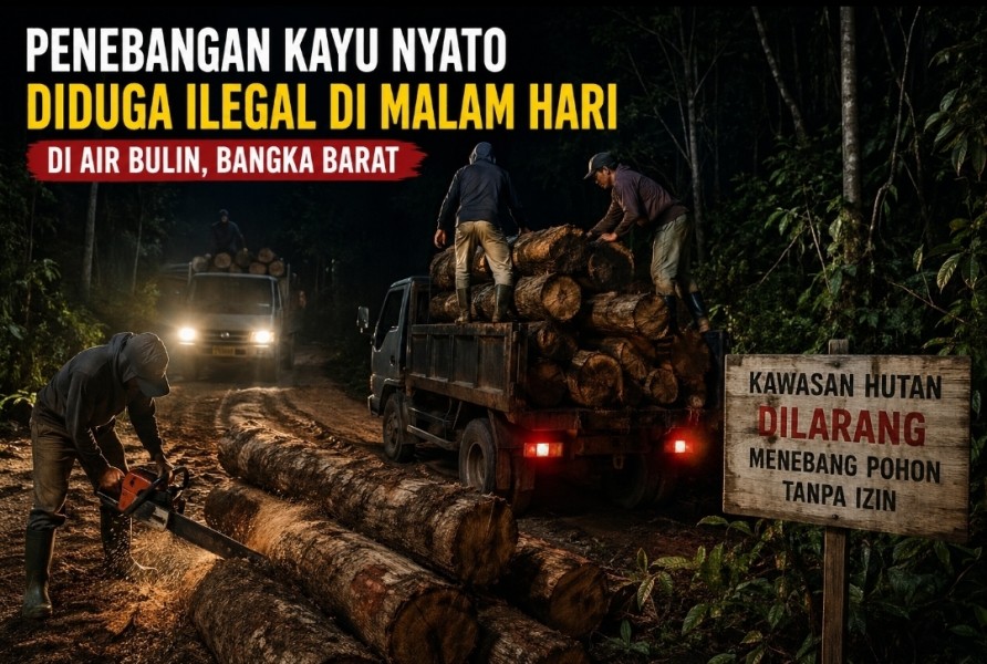 Masih Beroperasi, Aktivitas Penebangan Kayu Nyato Ilegal di Malam Hari di Air Bulin Diduga Luput Dari Pengawasan