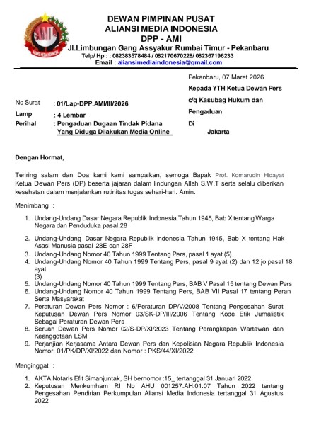 DPP AMI Tempuh Jalur Resmi, 7 Media Online Diadukan ke Dewan Pers