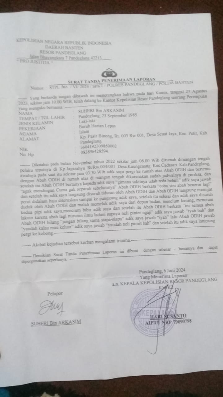 Masyarakat Meminta Polres Pandeglang Gercep dalam Dugaan Kasus Pelecehan Seksual di Pondok Pesantren Miftahul Huda di desa Kaung Caang Pandeglang