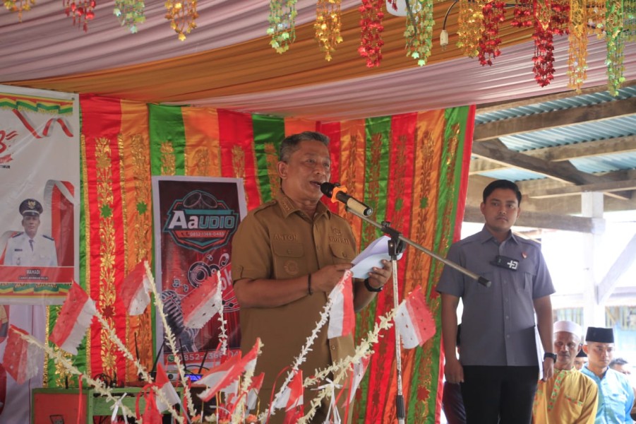 Bupati Anton Hadiri Peringatan Hari Ulang Tahun Desa Rambah Hilir Timur Ke-48