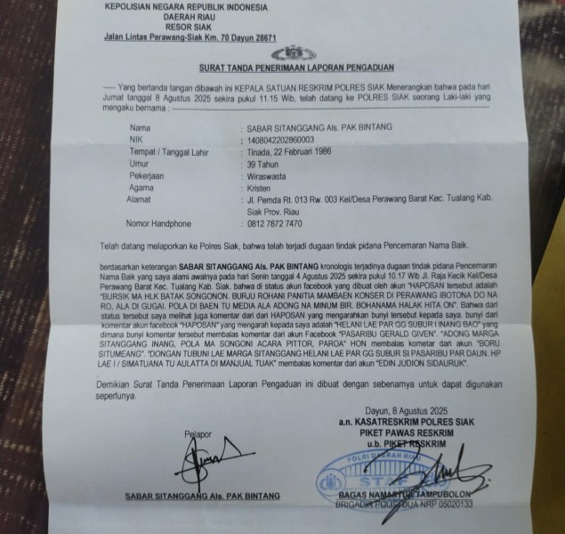 Oknum DPRD Siak Diduga Kebal Hukum, Kapolres Dinilai Tak Berani Sentuh Haposan Sinaga