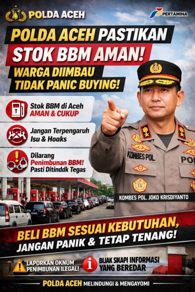 Polda Aceh Pastikan Stok BBM Aman, Warga Diminta Bijak dan Tidak Panic Buying