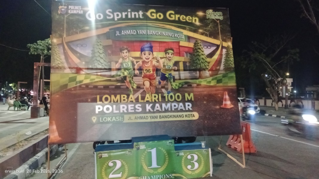 Antusias warga bangkinang kota Go Sprint Go Green lomba lari 100 M polres Kampar.
