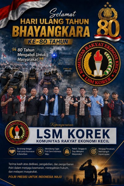 LSM KOREK Sampaikan Ucapan Selamat Hari Bhayangkara ke-80, Apresiasi Dedikasi Polri untuk Masyarakat