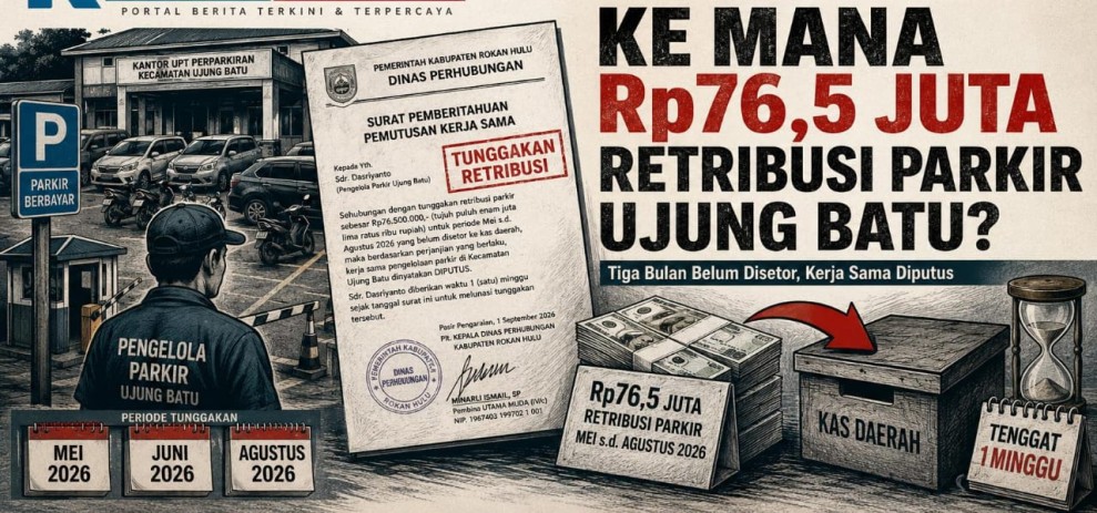 TIGA BULAN TAK SETOR RETRIBUSI RP76,5 JUTA, KONTRAK PENGELOLA PARKIR UJUNG BATU DIPUTUS DISHUB ROKAN HULU
