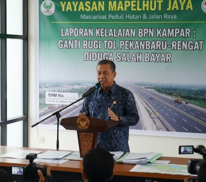 Yayasan MAPELHUT JAYA Laporkan Kelalaian BPN Kampar, Ganti Rugi Jalan Tol Pekanbaru–Rengat Diduga Salah Bayar