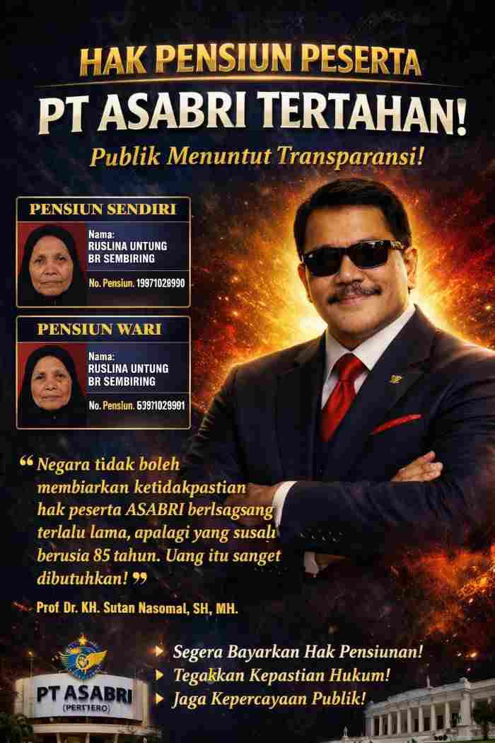 Prof. Dr. Nasomal: Hak Pensiun dan Gaji Ke 13 Lansia 85 Tahun Macet  ASABRI Disorot Publik