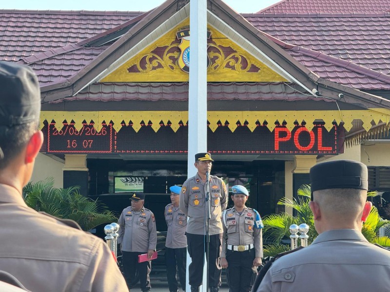 Polres Inhu Gelar Apel Gabungan Pengamanan Malam Takbiran Iduladha 1447 H Bersama TNI dan Pemda